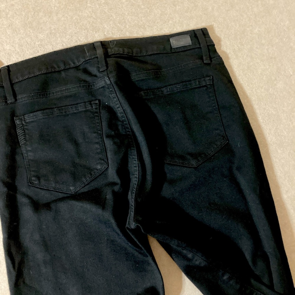 Paige Hoxton Straight Ankle Jeans Sz 32 Black Ruffle Hem Flare High Waisted - Picture 9 of 9